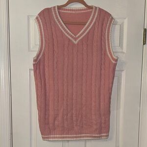 Pink and White Sweater Vest